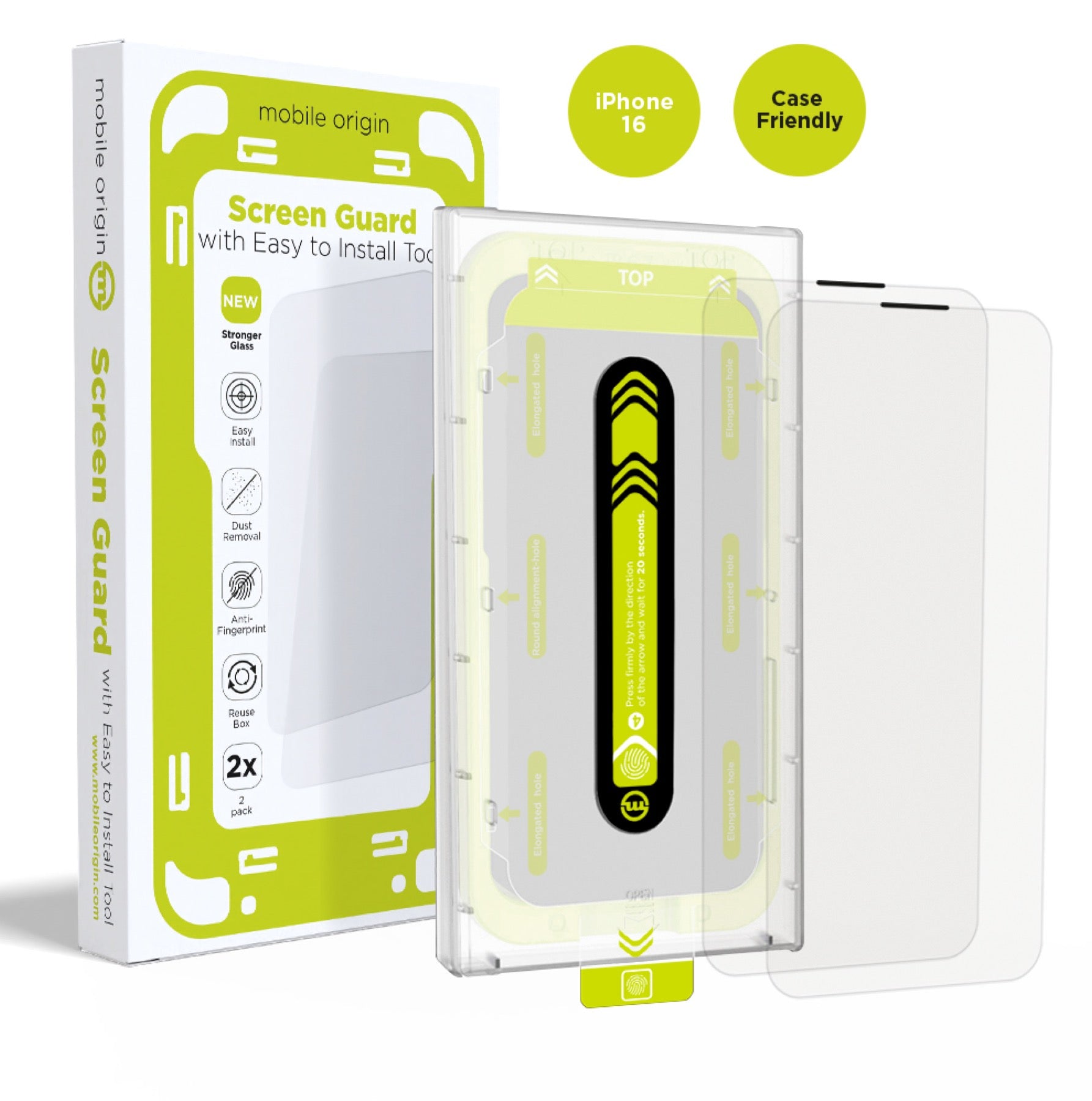 2x verre trempé pour iPhone 16 - Mobile Origin Screen Guard film de protection en verre blindé
